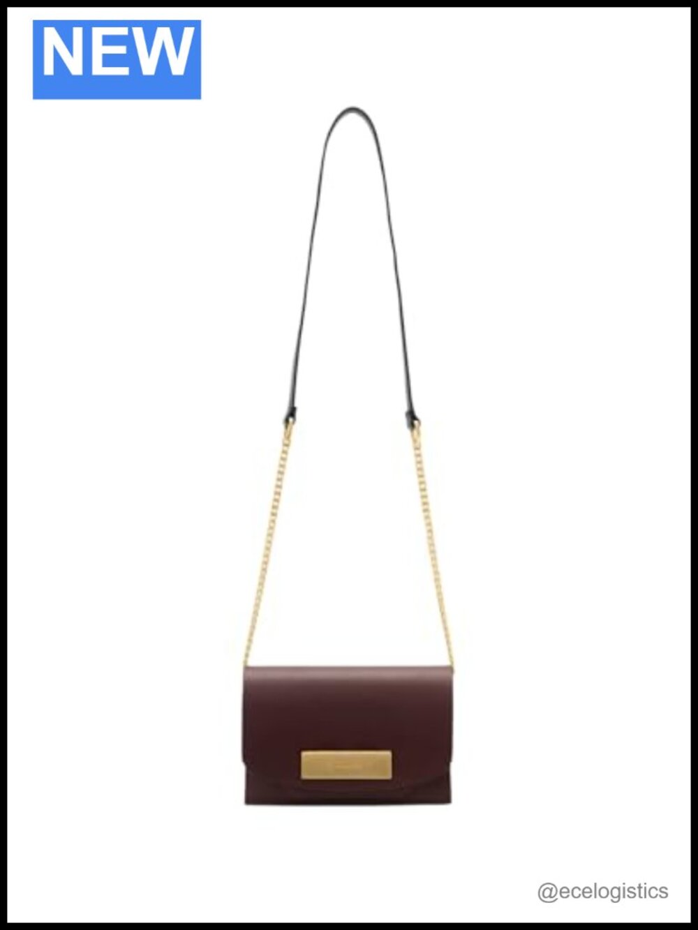 AllSaints Etta Leather Crossbody Clutch Turnlock Chain Strap